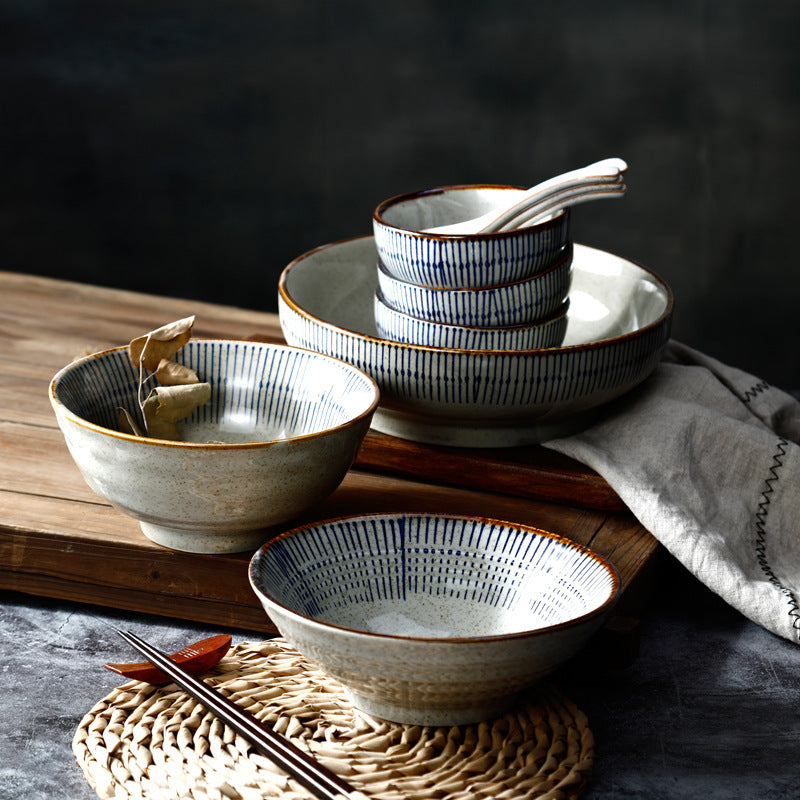 Blue String Japanese Hand-painted Ceramic Bowl