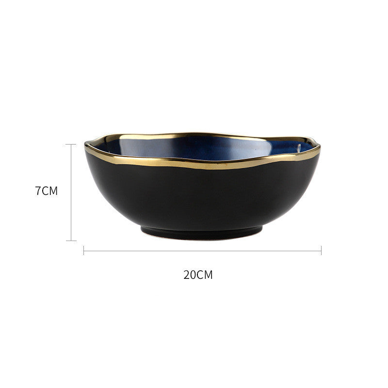 Ceramic Tableware Single Piece Phnom Penh Dark Blue Gradient Plate Bowl