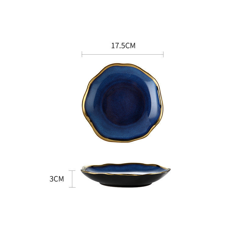 Ceramic Tableware Single Piece Phnom Penh Dark Blue Gradient Plate Bowl