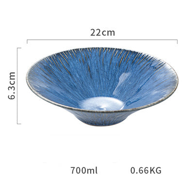 Nordic Blue Ceramic Steak Western Plate Tableware