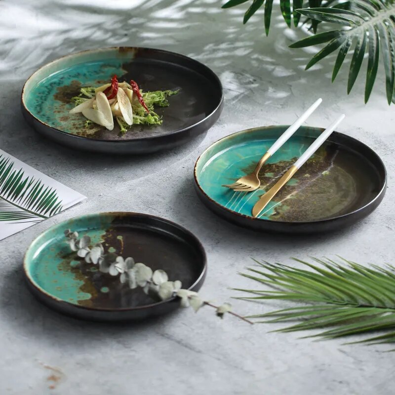 Charcoal and Jade Modern Plates